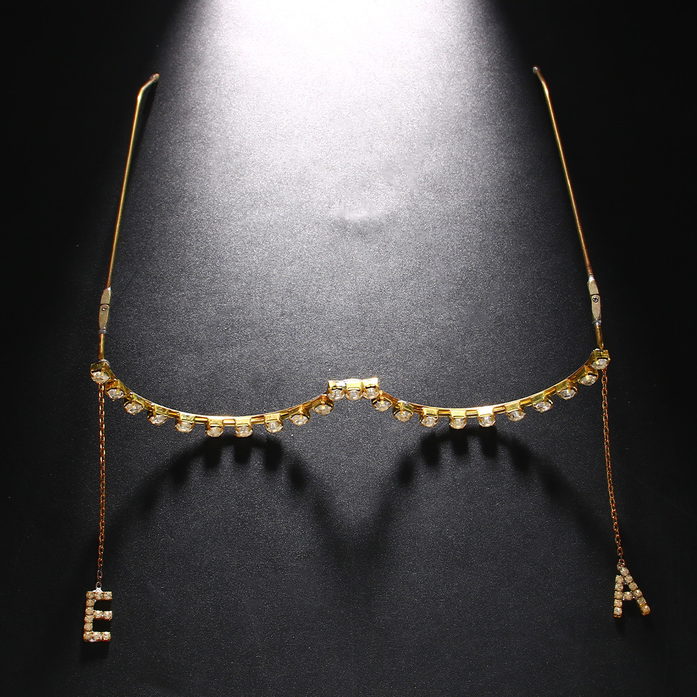 Monture de lunettes géométrique tendance en zircon pour femme, sans verres, bijou de visage, monture de lunettes de luxe en cristal pour mariée, accessoires de fête