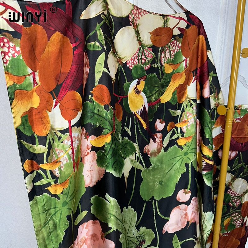 WINYI-Robe Dashiki bohème pour femmes africaines, imprimé musulman, dubaï, taille libre, design avec écharpe, maxi adt, robe élégante africaine, nouvelle collection 2024