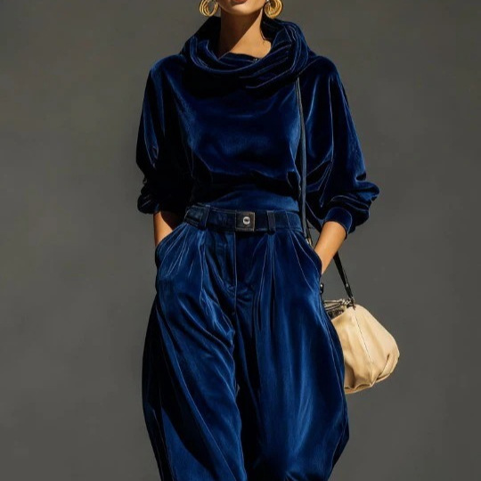 Ensemble deux pièces haut à capuche et manches longues pour femmes, avec pantalon sarouel ample, tendance 2025