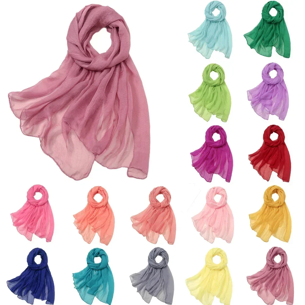 Surdimensionné en mousseline de soie femmes été châle manches Protection solaire Turban écharpe serviette de plage Bikini couvrir paréo Sarong Bandana