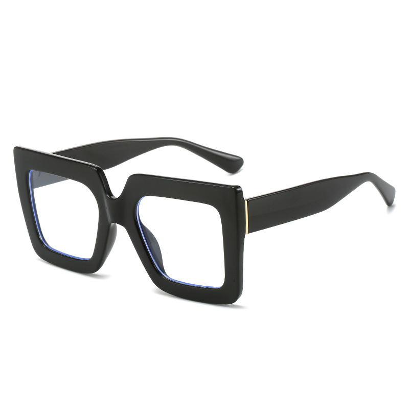Lunettes Anti-lumière bleue colorées pour femmes, carrées surdimensionnées noires, monture optique, lentille transparente, lunettes féminines