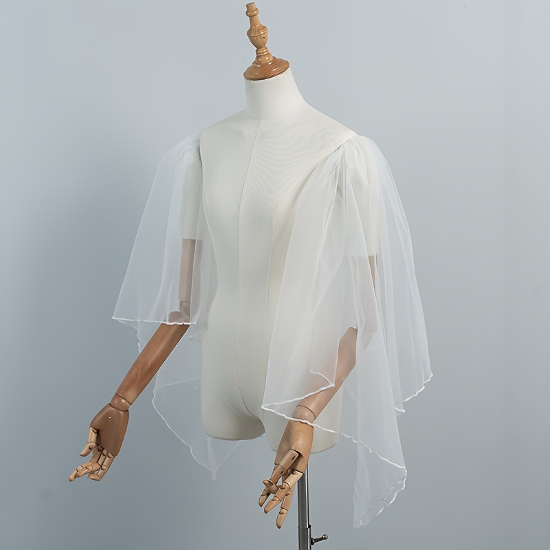 Élégantes manches de mariée amovibles en tulle transparent avec voile d'épaule décoratif pour accessoires de robe féminine