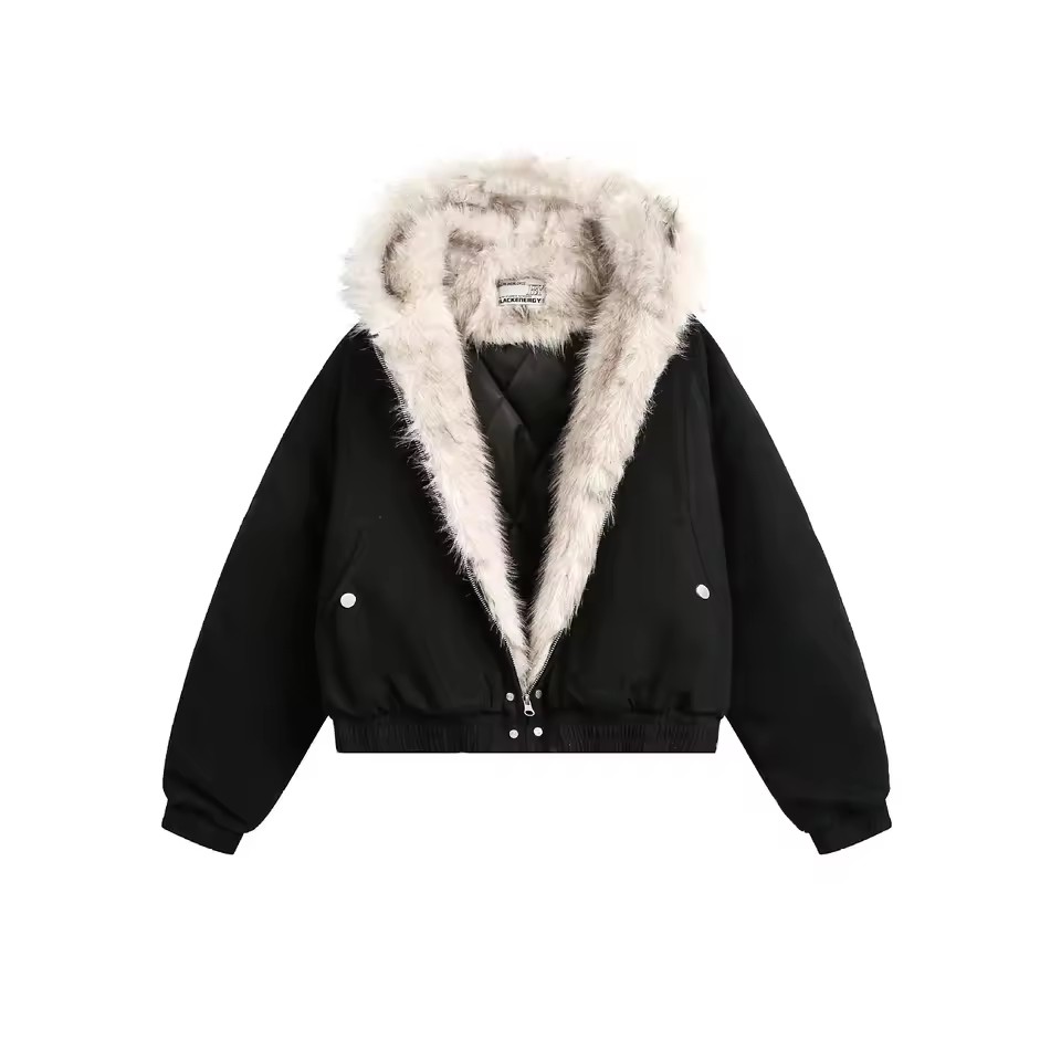 Vêtements chauds d'hiver pour hommes et femmes, manteau rétro Simple en peluche, vêtements de sport, nouvelle veste ample en coton à capuche, Punk, col en fourrure, veste pour Couple