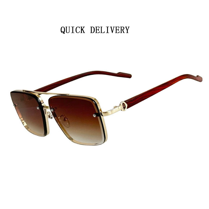 Lunettes de soleil carrées en bois pour hommes et femmes, lunettes de soleil vintage, créateur de mode, vacances de luxe, 2024 Nouveau