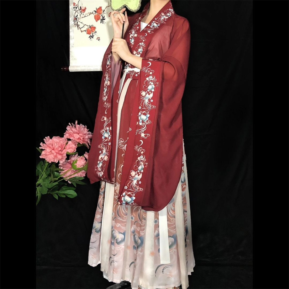 Robe Hanfu chinoise pour femmes, Costume de carnaval Cosplay, tenue de fête, Vintage traditionnel ancien, robe d'été verte et rougeHanfu