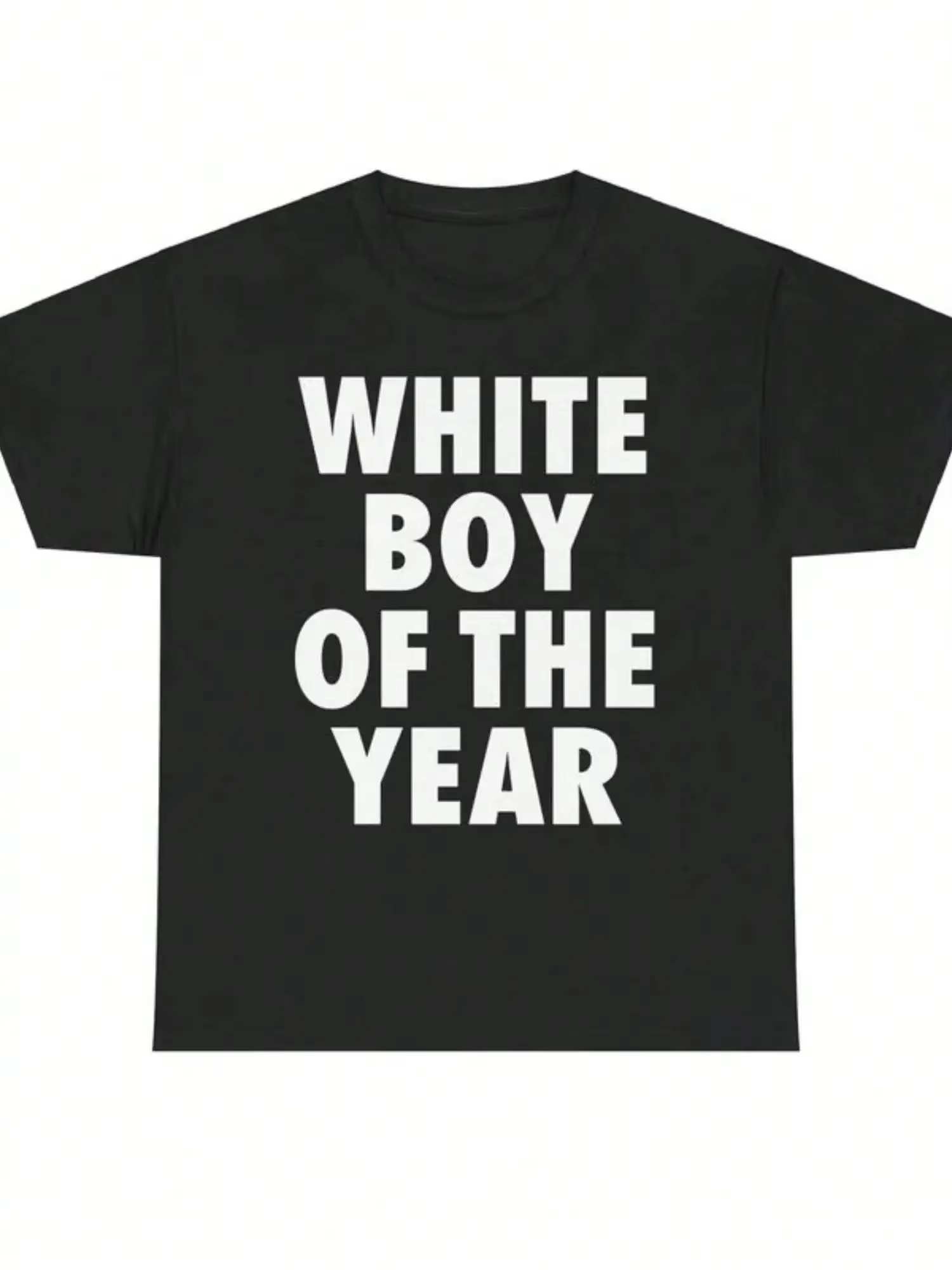 T-shirts WHITE BOY OF THE YEAR – Style Rétro Décontracté Streetwear Vintage, T-shirt Ample à Imprimé Géométrique, Col Rond, Manches Courtes, Tendance