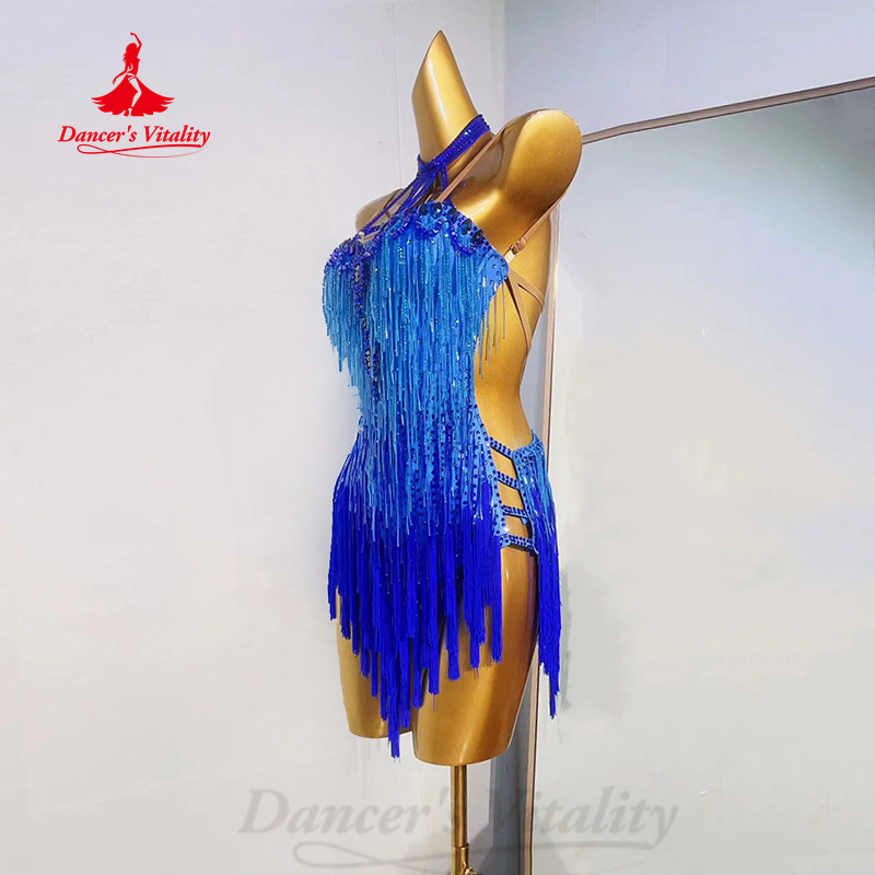 Robe de brevLatine à Franges pour Femme, Vêtements de Performance Personnalisés, Tango, Chacha, Compétition Phtalique, Senior AB, Charbon