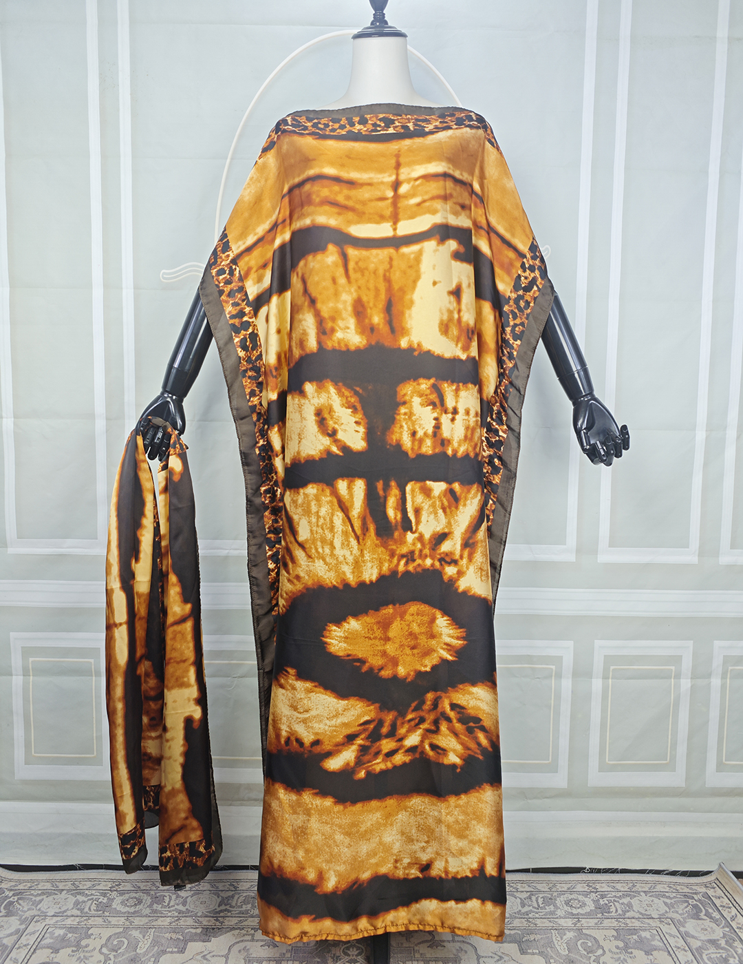 Robe longue kaftan bohème en soie grande taille pour l'été, abaya de prière traditionnelle musulmane, caftan imprimé africain pour femme pour les vacances