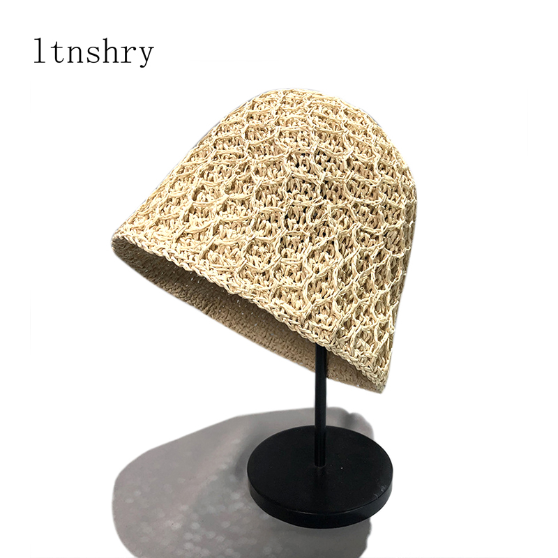 Chapeau Bob Tendance Été Femme, Chapeau de Soleil en Paille pour Femme, Visière Style Panama, Chapeau de Plage, Chapeau d'Extérieur pour Fille