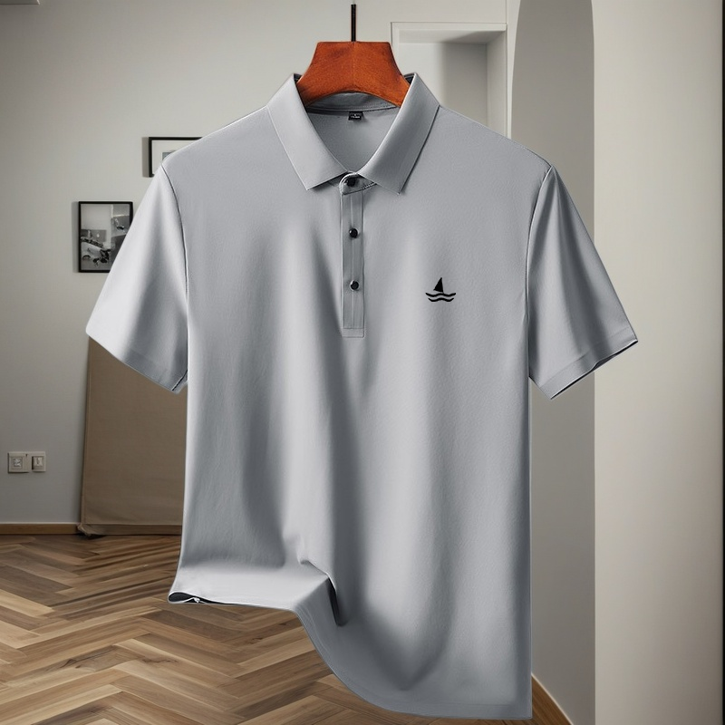 Polo en soie glacée de haute qualité à manches courtes pour homme, haut imprimé tendance de marque, nouveau t-shirt décontracté respirant et frais pour l'été