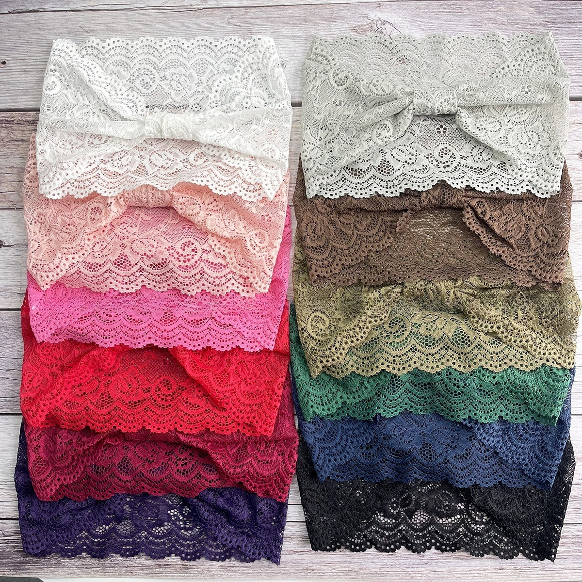 Serre-tête vintage en dentelle, foulard tendance pour femme, accessoires de cheveux pour la plage et les voyages, bande large extensible, cerceaux à cheveux ajourés