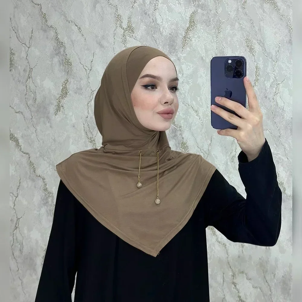Ramadan instantané Hijab femmes musulman écharpe chaîne foulard enveloppes extensible tête cou couverture châles Amira islamique prière Hijabs Turban