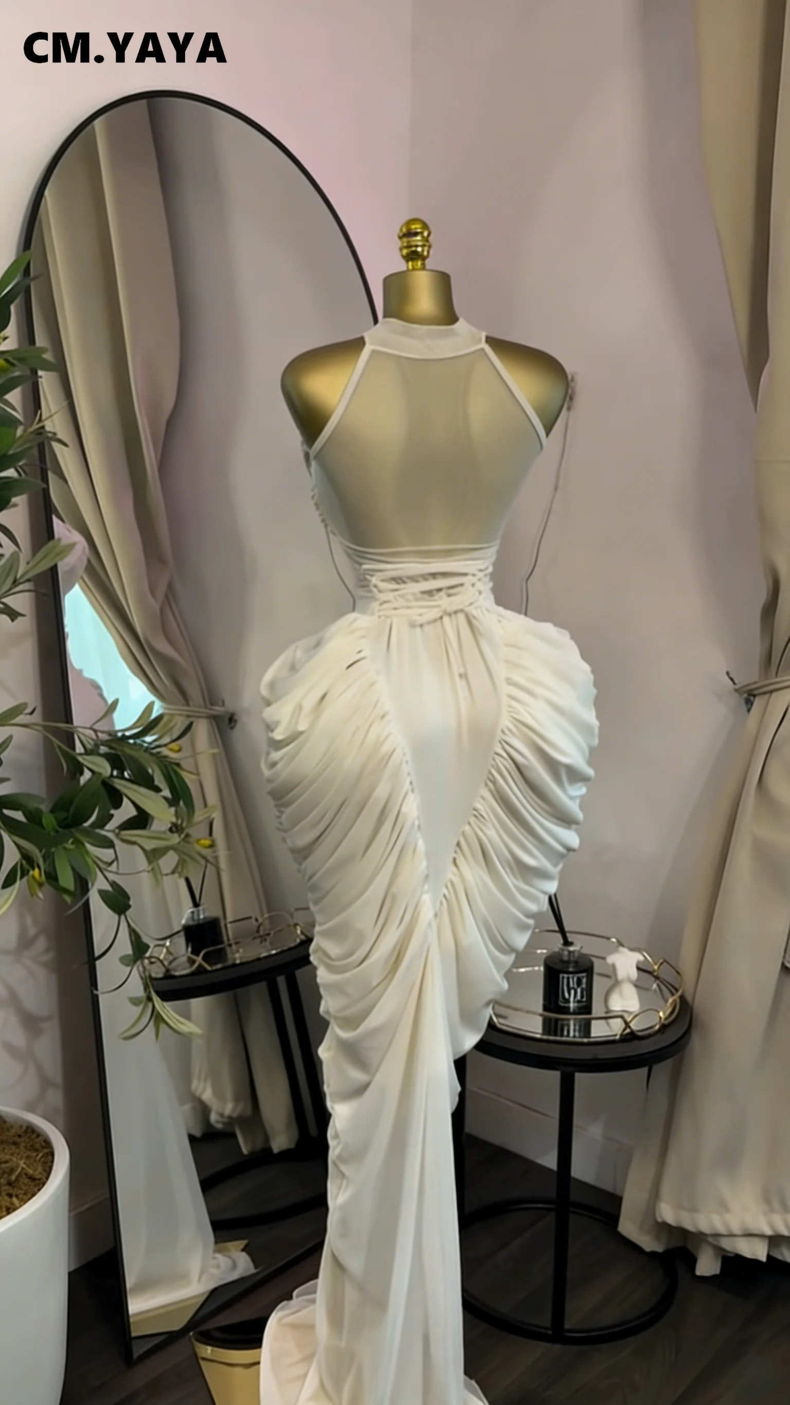 CM.YAYA Robe longue maxi smockée sans manches pour femme, avec patchwork, fronces et lacets, idéale pour les vacances, les soirées et les anniversaires - Vestidos