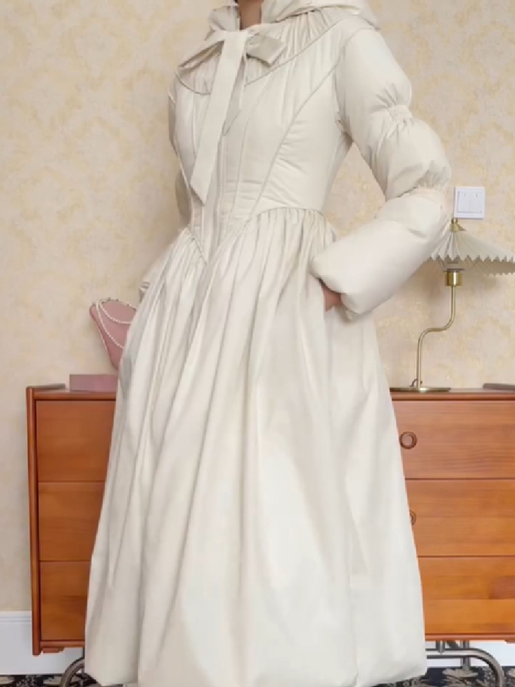 Femmes Chic solide robe Maxi veste bouffante coupe ajustée ligne S grand ourlet chaud longues Robes manteau 2026 nouvelle tenue dame haute rue vêtements d'extérieur