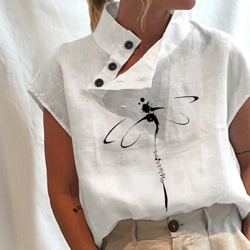 Chemise blanche en coton à manches courtes pour femmes, chemisier vintage, mode élégante, décontracté, chic, streetwear, tunique Y2K, été