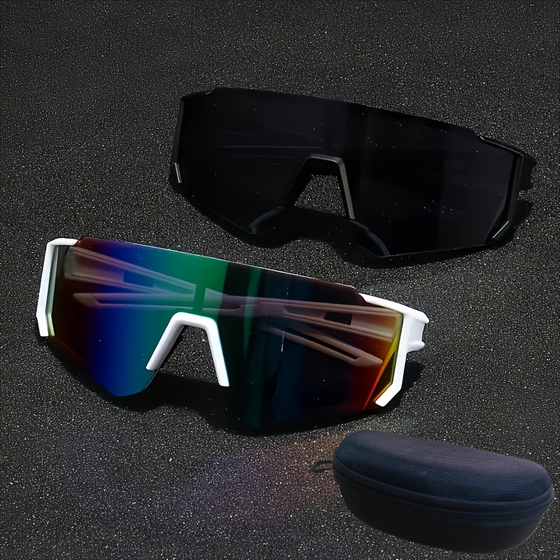 Lot de 2 lunettes tendance surdimensionnées pour hommes et femmes avec étui – Légères et durables – Lunettes décoratives décontractées pour un usage quotidien
