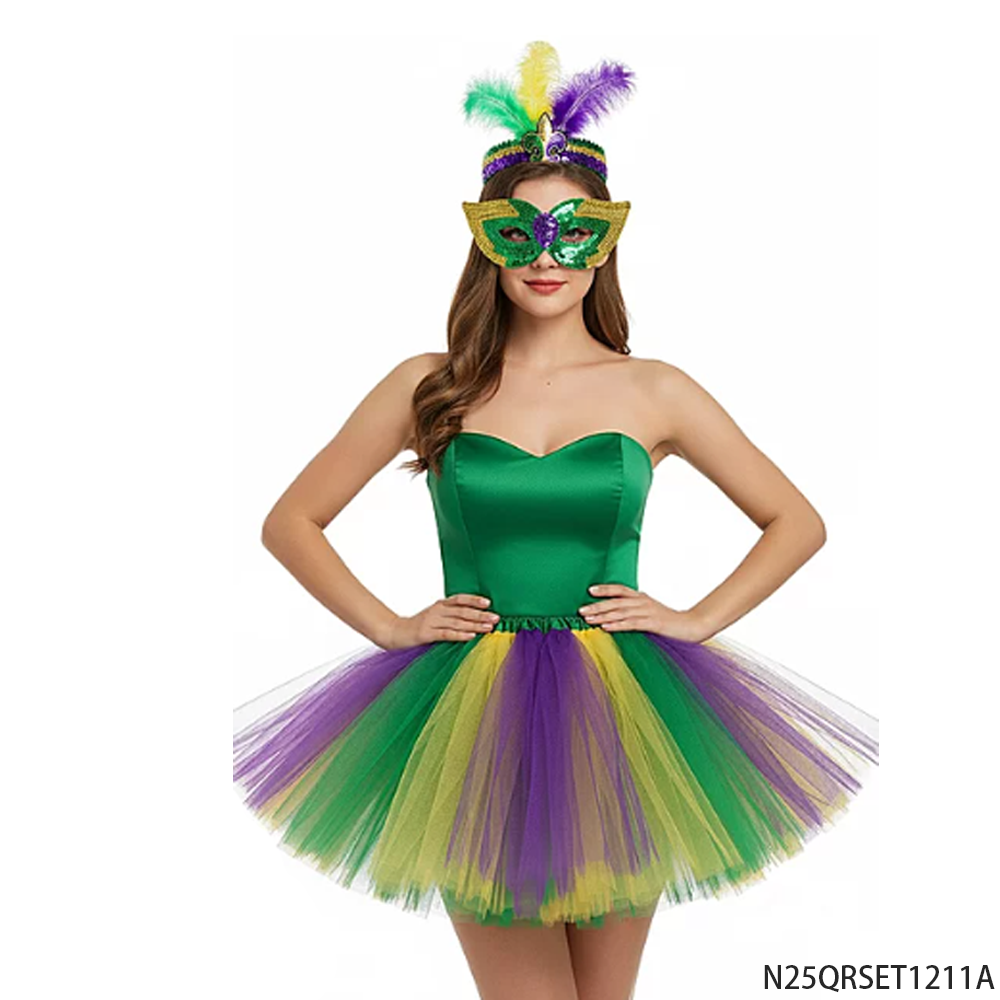 PESENAR Mardi Gras ensemble de costumes plume bandeau paillettes masque Tutu jupe accessoire de fête
