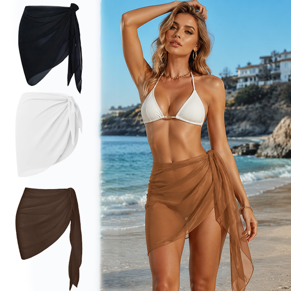 Jupe de plage en mousseline légère pour femme, style bikini, pour les vacances d'été, avec design à bretelles et capuche, sexy
