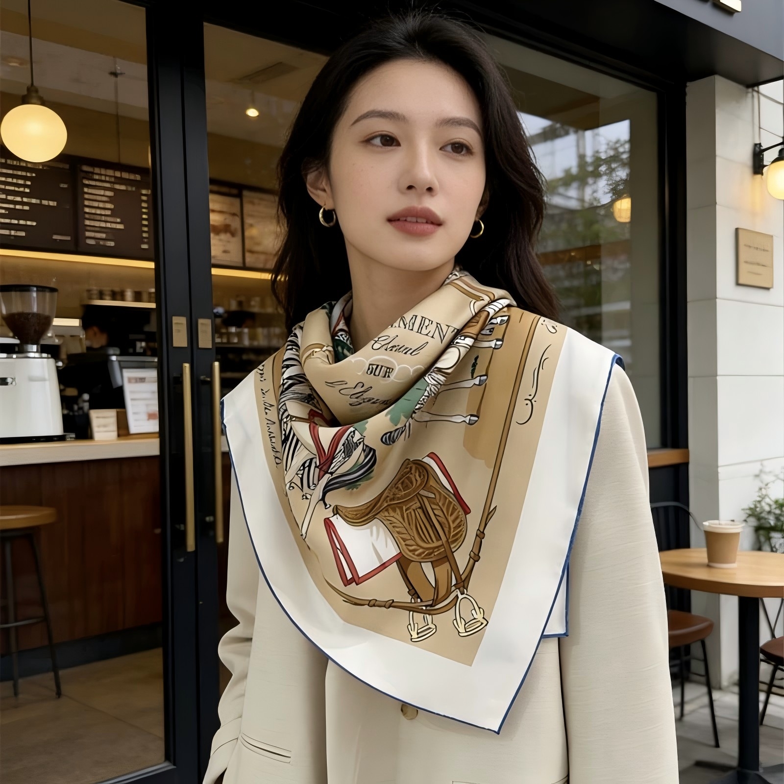Écharpe en twill de soie de luxe à imprimé simple face 90*90cm, châle carré en soie tendance pour femme, vente chaude