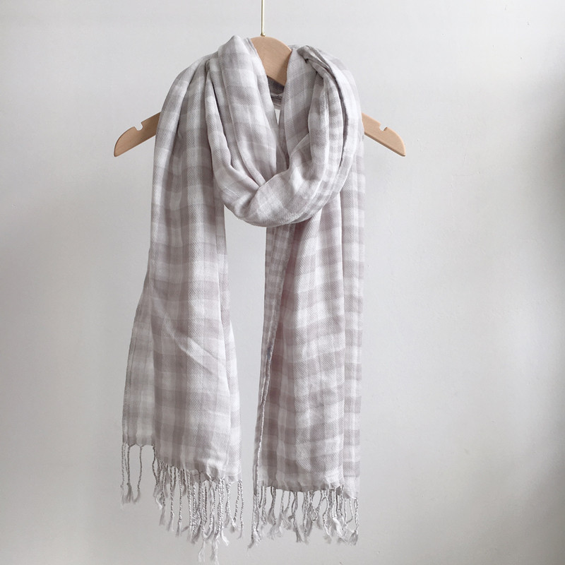 Écharpe à carreaux 100% coton, matériau naturel, automne et hiver