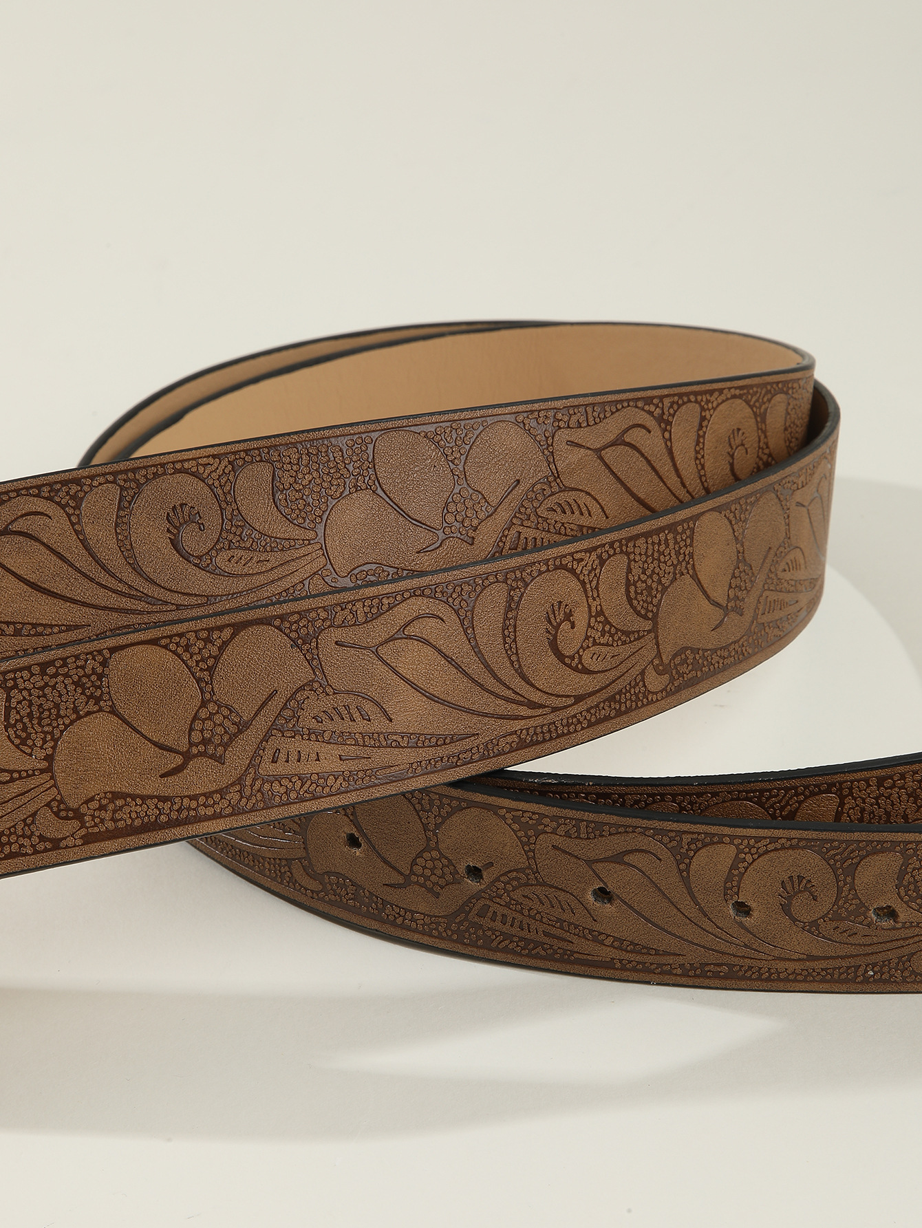 Ceinture à boucle sculptée florale pour femme, ceinture rétro unie gaufrée, ceinture de style western pour jeans