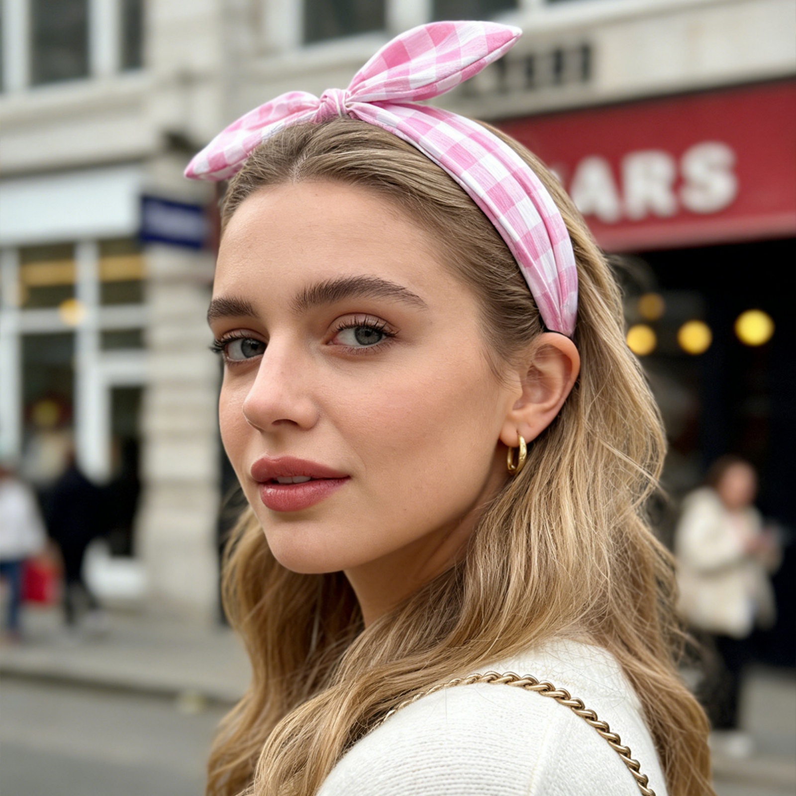 1 bandeau à nœud en tissu à carreaux pour femmes, accessoires pour cheveux printemps-été, pour un usage quotidien