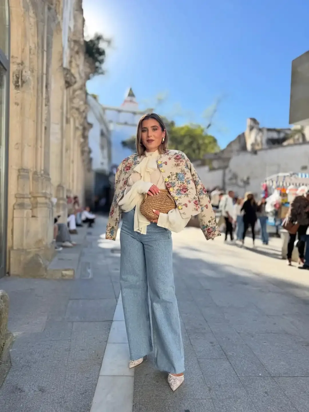 Ensemble jupe imprimée vintage pour femme, chic, col montant, manteau à manches longues à simple boutonnage, jupe mini ajustée, tenue de ville pour femme 2026