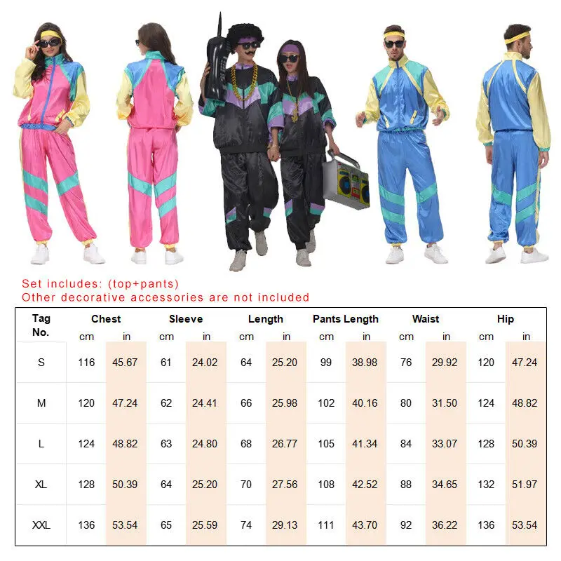 Costume de déguisement pour homme, tenue de sport pour adulte, style années 80 et 90, 303