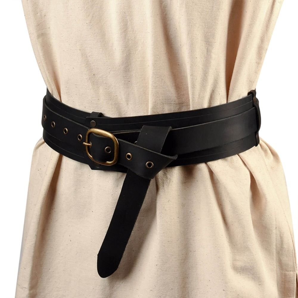 Ceinture de taille médiévale en cuir PU, ceinture de chevalier Viking, large et extensible, accessoires de Costume Vintage, Cosplay