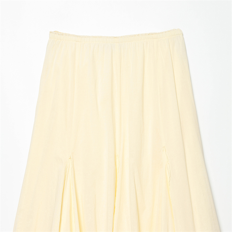 Jupe pour femme 2026 – Jupe midi élégante jaune double couche superposée décorative haut de gamme pour soirée estivale