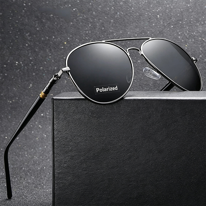 Lunettes de soleil polarisées Pilot pour femmes et hommes, design de marque, luxe, conduite, pêche, lunettes de soleil en métal, mode, vintage, lunettes de protection