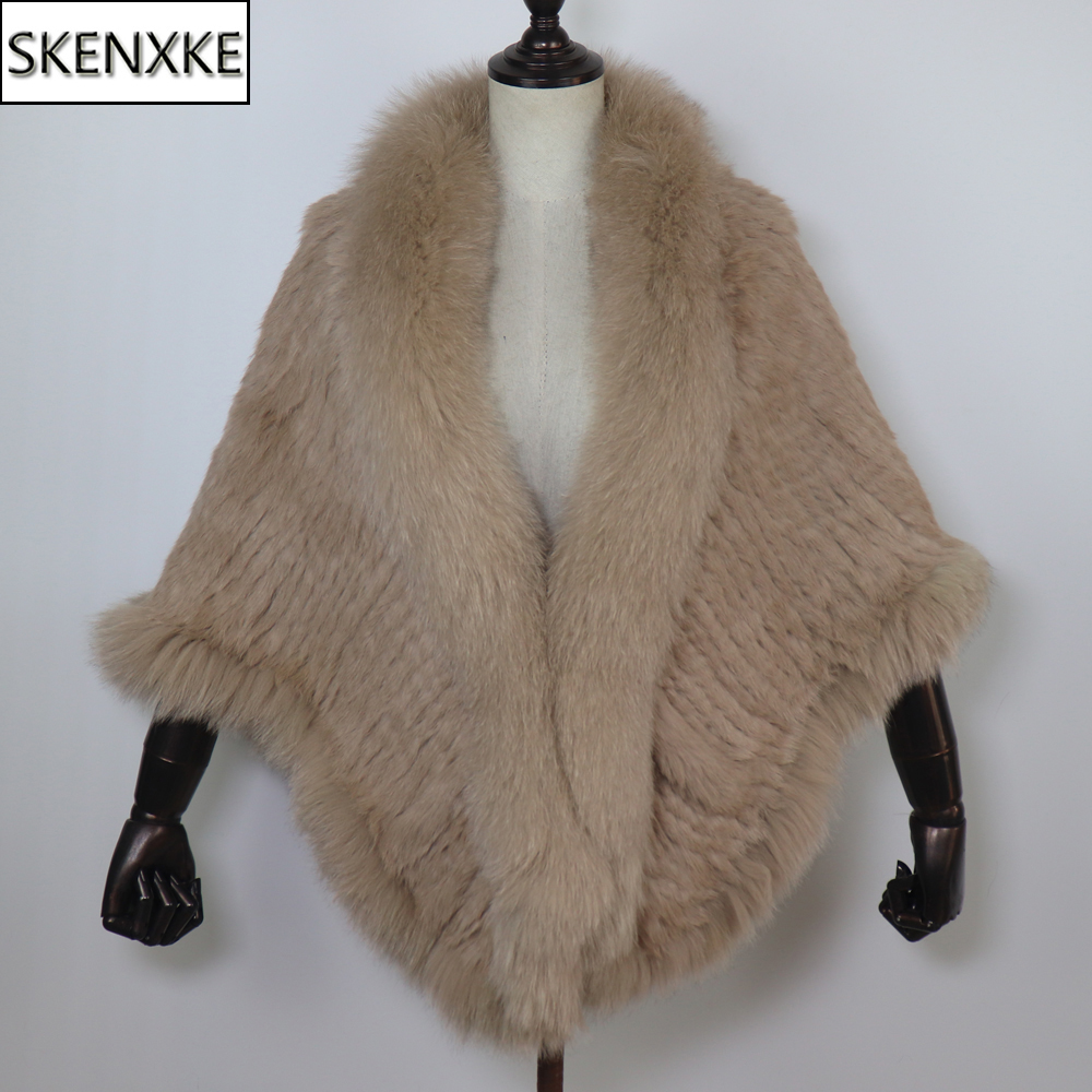 Châle en fourrure de lapin véritable pour femmes, écharpe avec col en fourrure de renard, Poncho chaud tricoté en fourrure de lapin, accessoires de fête à la mode pour filles, 100%