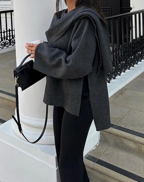 2025 hiver femme écharpe manteau à manches longues tricoté vestes asymétriques pour les femmes Streetwear casual femmes manteaux