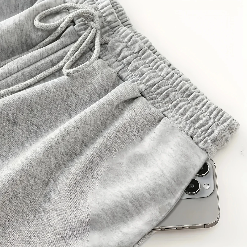 Pantalon de jogging en coton pour femme, décontracté, avec cordon de serrage, coupe ample, unisexe, jambe large, droit, pantalon de survêtement, automne-hiver, baggy, pour la gym et le sport