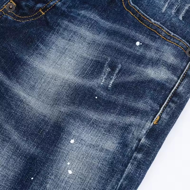 Marque de mode de haute qualité Style européen concepteur hommes Jean rétro bleu Stretch Slim Fit peint déchiré Jeans hommes Denim pantalon