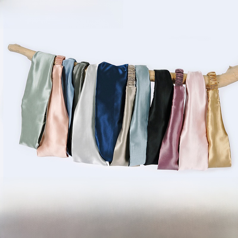 Bandeau en soie simple couleur unie en soie de mûrier, accessoires pour cheveux femme style coréen motif géométrique, collection printemps