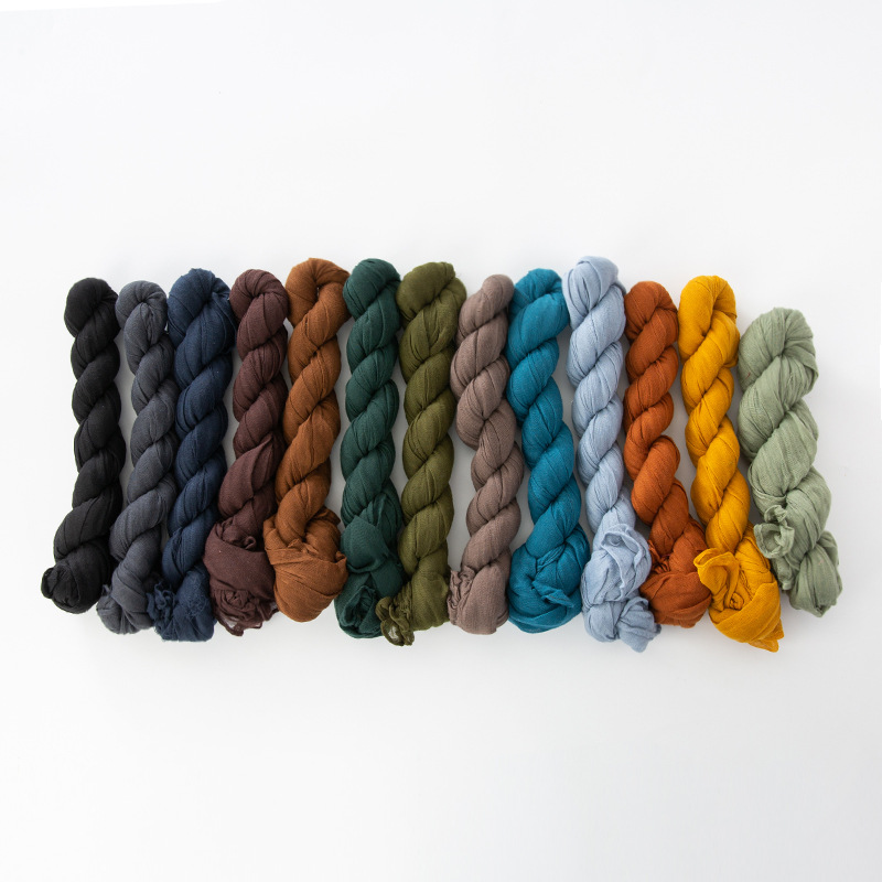 Nouvelle écharpe froissée en coton voile pour femmes et filles, châle fin en tricot doux, écharpes d'été en lin pour femme