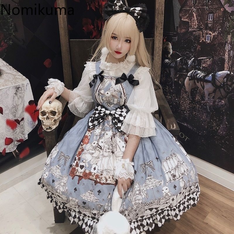 Robe Éducative Japonaise Mignonne pour Femme, Tunique à Bretelles, Mode Gothique, Doux, Imprimé Nministériels d, Été, 2025