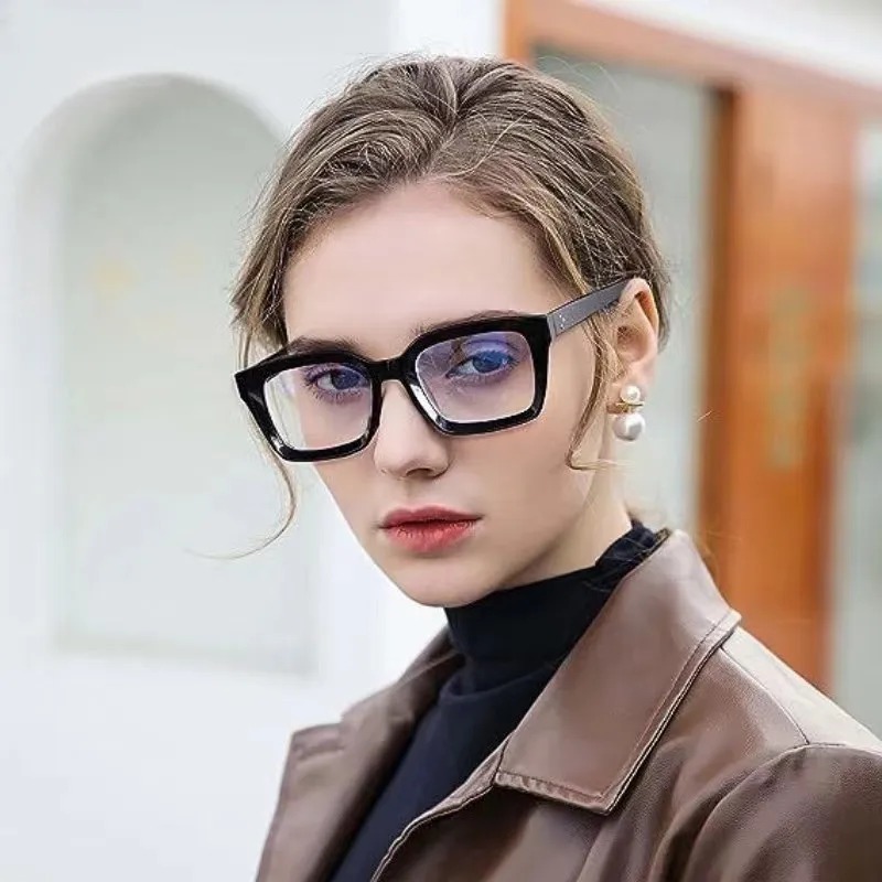 Monture de lunettes d'ordinateur vintage noire pour femmes et hommes, anti-lumière bleue, lunettes carrées bloquant la lumière bleue, lunettes optiques