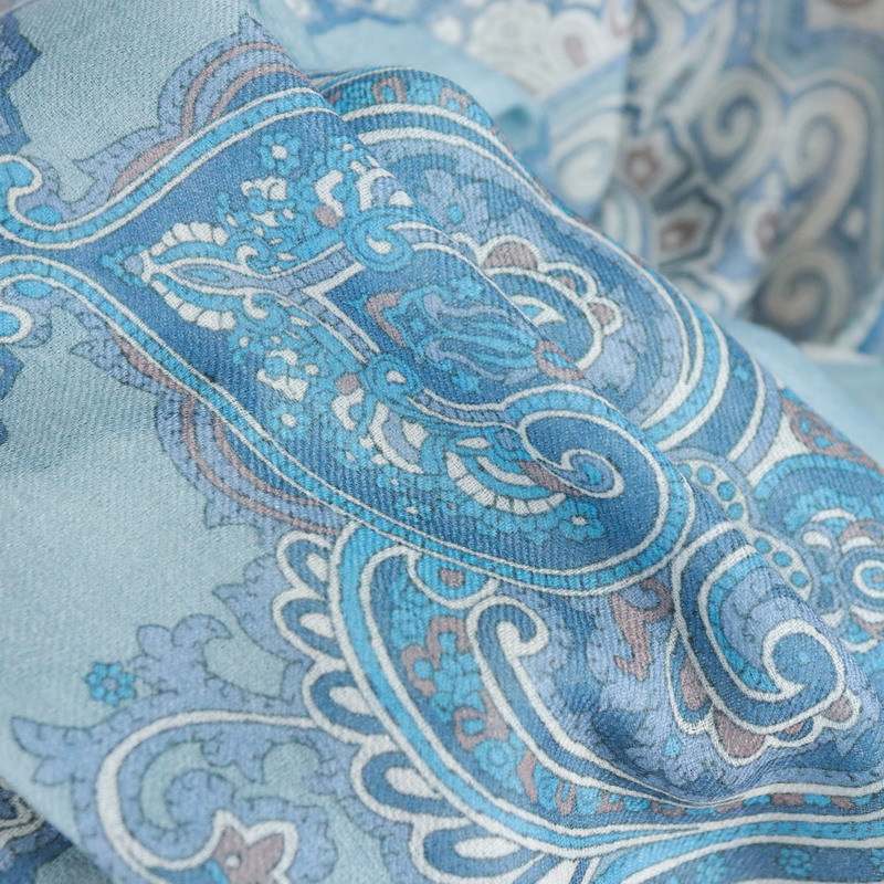 Châle de luxe 100 % cachemire doux et chaud pour femme, bleu, à franges, grand et long, pashmina, accessoire de cou et de cheveux pour l'hiver