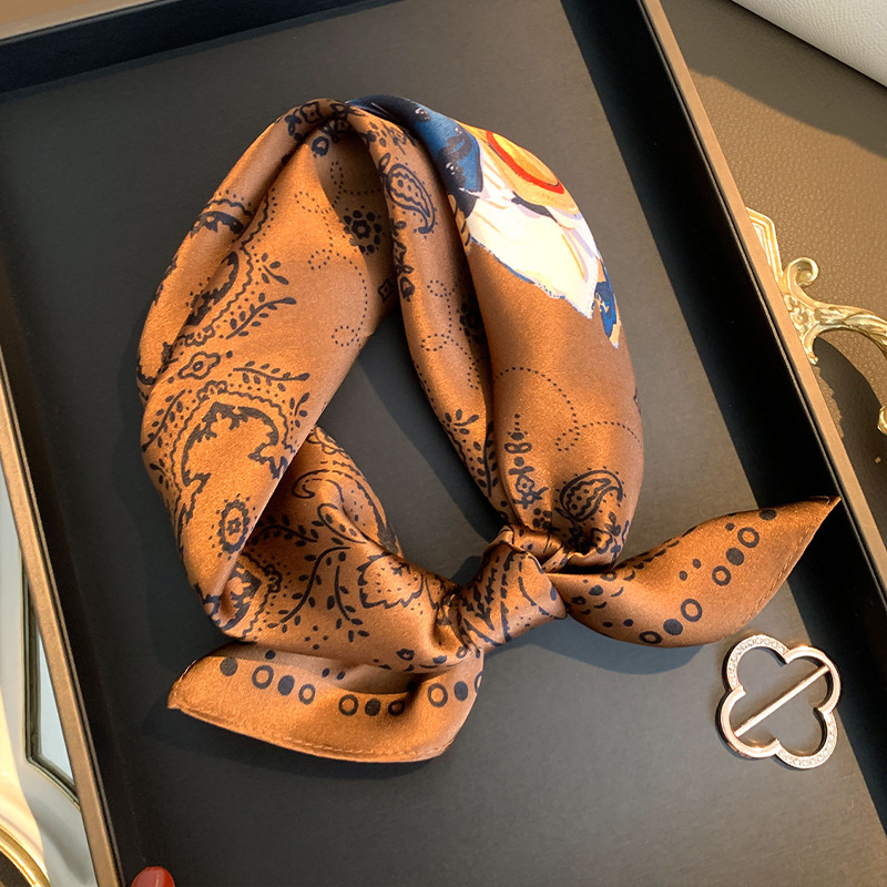Foulard 100% Soie de Mûrier pour Femme, Motif Paisley Rétro, Carré en Satin Polyvalent, Bandeau, Accessoire de Sac, Foulard de Cou pour le Bureau