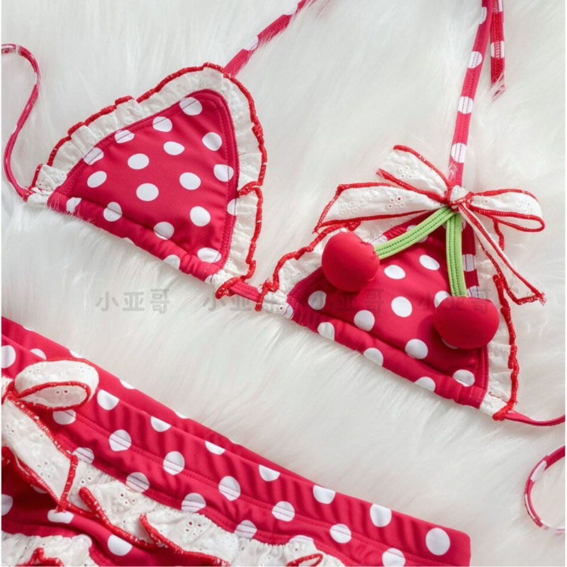 Maillot de bain japonais Kawaii pour filles, ensemble bikini imprimé mignon pour femmes, maillot de bain tendance à deux pièces, maillot de bain de plage pour femmes