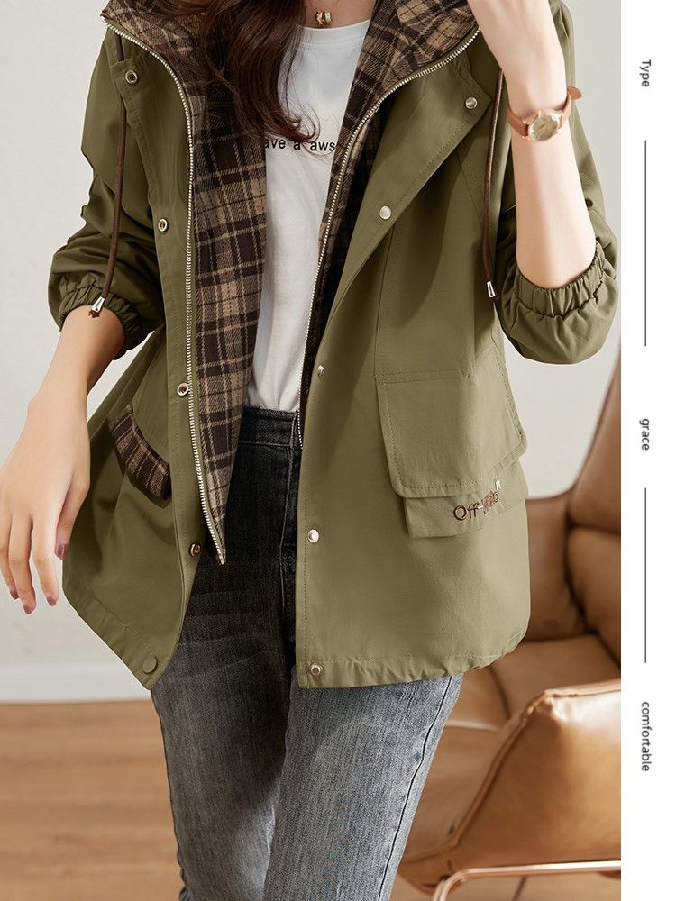 2025 nouvelle mode coréenne courte coupe-vent à capuche femme à manches longues lâche vêtements d'extérieur décontractés manteaux femmes automne Trench Coat femme