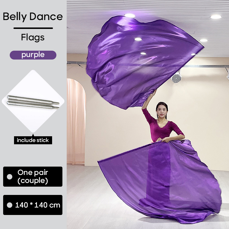 Accessoires de danse du ventre, drapeau 140x140 cm, voile en soie véritable, plusieurs Options de couleurs, drapeaux pour la pratique des spectacles sur scène des adultes