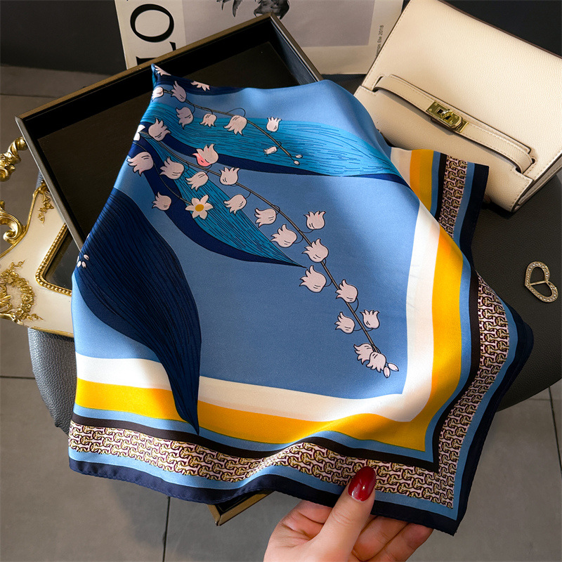 Foulard carré en soie pour femmes, 70x70cm, ruban en Satin doux, bandeau féminin, Foulard Hijab, accessoires de bandeau