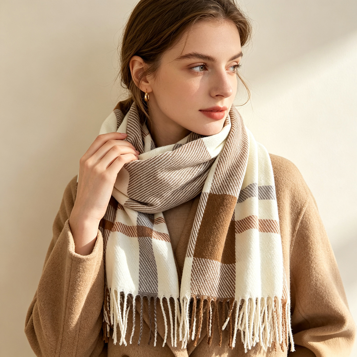 Écharpe de luxe chaude pour l'hiver, châle pashmina à franges, écharpe en imitation cachemire pour l'automne, couverture élégante pour femmes