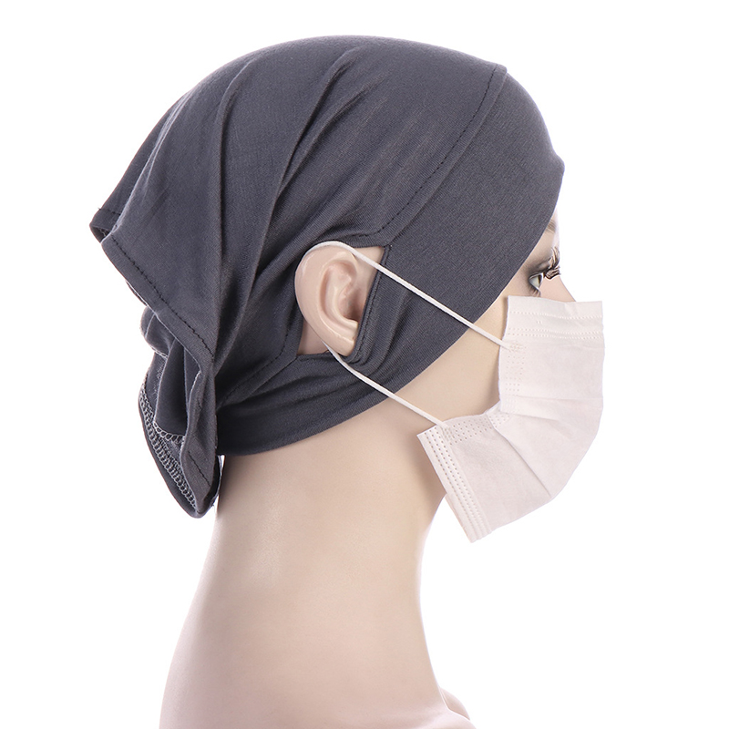 Maillot Hijab pour femmes musulmanes, sous la casquette Hijab avec trou d'oreille, casquette intérieure ronde pour le front, sous-écharpe, Bonnet Turbante, chapeau