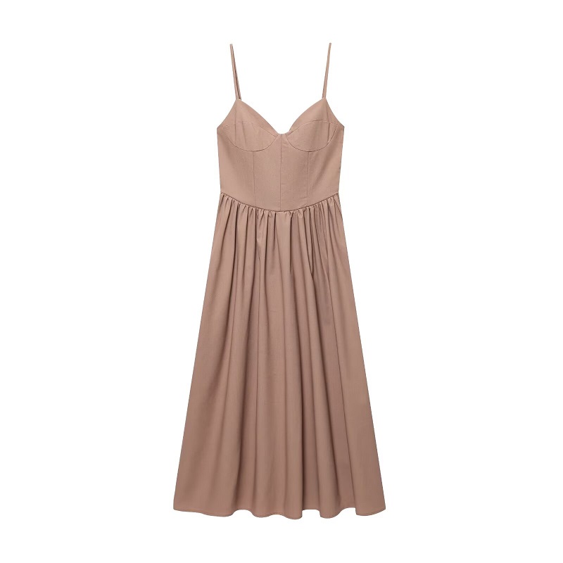 MUJER plissé Slip robe mi-longue femme Sexy dos nu robes longues pour les femmes été plage femmes robe froncé robes de soirée femme