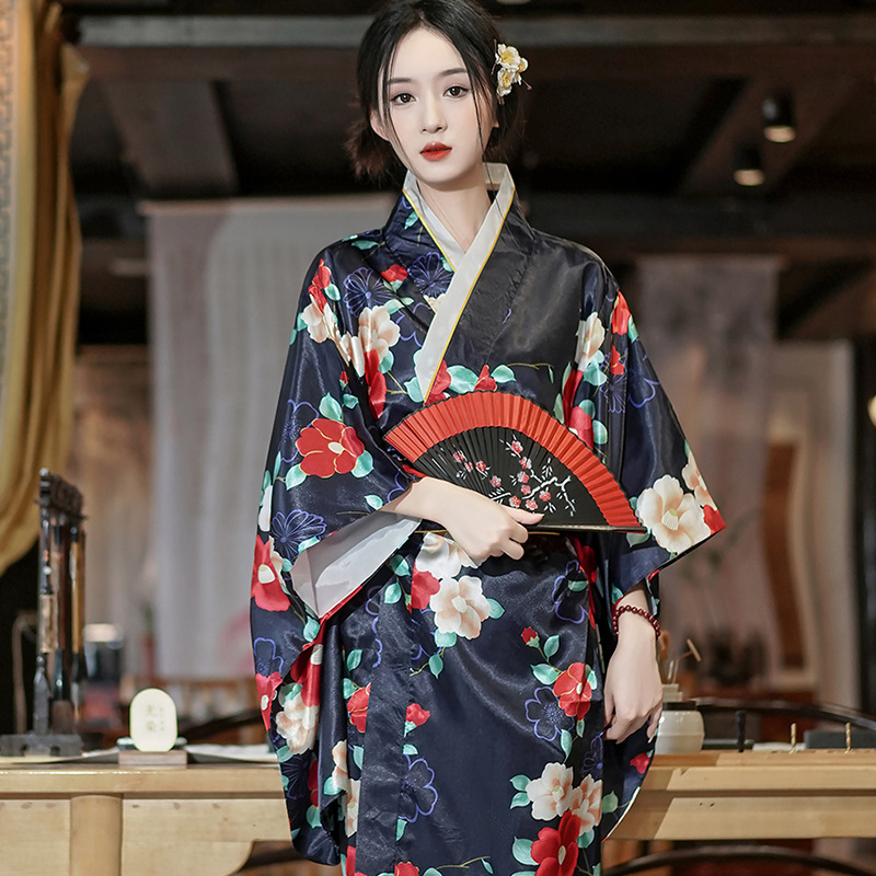 Kimono Japonais Traditionnel avec Obi Vintage pour Femme, Robe de Soirée, Geisha, Costume de Spectacle sur Scène, Cosplay
