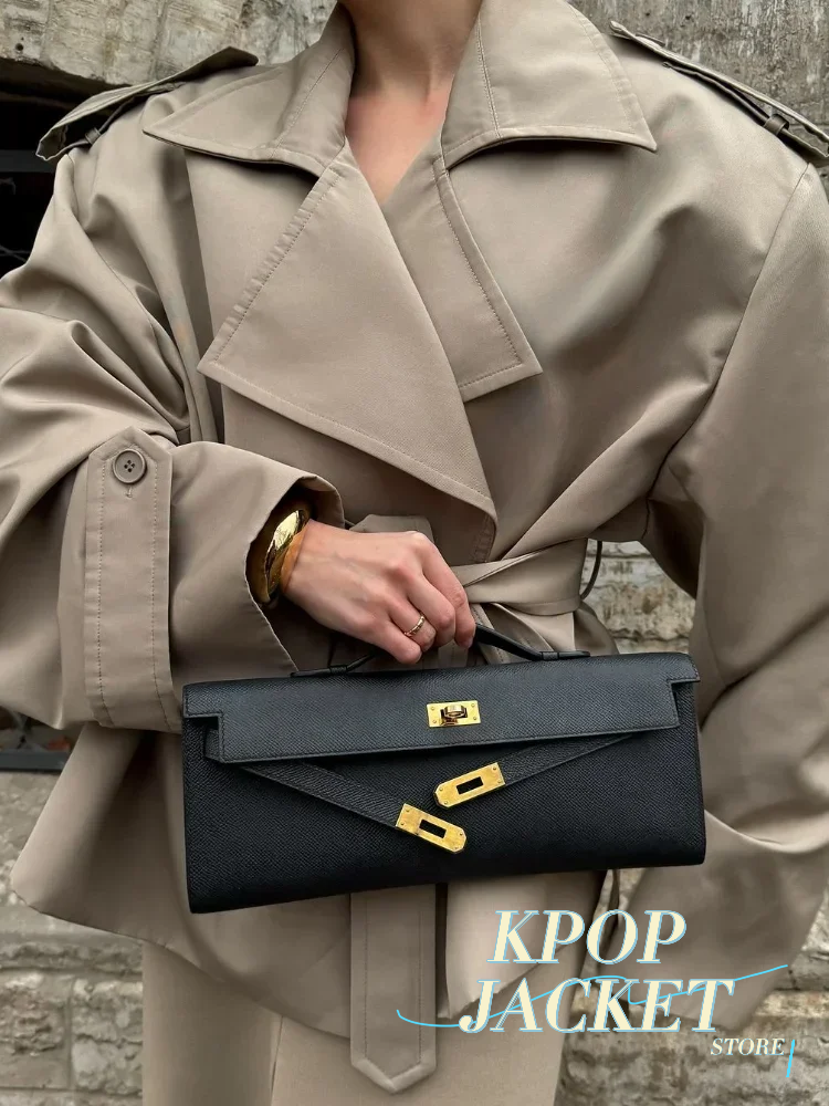 Élégant solide à lacets pardessus femmes Chic à manches longues revers col bouton manteau ample automne femme rue nouveau surdimensionné vêtements d'extérieur